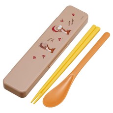 Skater 掀蓋環保餐具組 筷子湯匙組含收納盒 18cm 奇奇蒂蒂, 棕色, 1套, 筷子 + 湯匙 + 收納盒