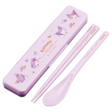 Skater 掀蓋環保餐具組 筷子湯匙組含收納盒 18cm 酷洛米, 淺紫色, 1套, 筷子 + 湯匙 + 收納盒