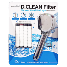 DAELIM BATH Dclean 多功能濾芯蓮蓬頭寬版型 + 多功能濾芯 4 入組, 鉻色 + 白色 + 銀色, 1套