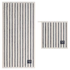 TOWEL KUN 多色條紋洗臉毛巾 44 220g 30支精梳棉 + 多色條紋掛環毛巾 36 60g 30支精梳棉 套組, 海軍藍, 1套