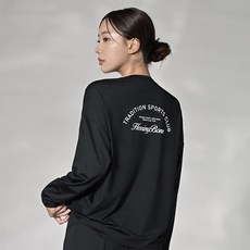 HERRINGBONE apparel 女款抓皺寬鬆版型修飾身形長袖防磨衣上衣 RH363, 黑色