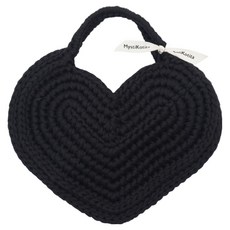 MystiKotita More Heart 扁平斜揹包 Clara 大愛心包 鉤針編織 DIY 材料包, 黑色, 1個