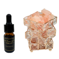 西格傢飾 魔方疊光天然鹽石擴香小夜燈 附精油, 透明色