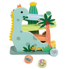 Classic WORLD 客來喜 經典木玩 恐龍快樂滑梯 20249, 主體綠色