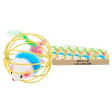 寵物夢工廠 炫彩籠中毛絨老鼠 6cm, 顏色隨機, 10個