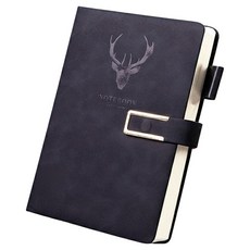 투데이리빙 사슴 만년 가죽 양장 자석 다이어리 A5 CD_OST_NE006B, 블랙, 1개 블랙, 1개