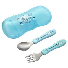 baby city 大耳狗不銹鋼餐具, 湯匙 + 叉子 + 收納盒, 藍色, 1組