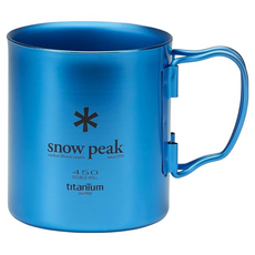 snow peak 雪諾必克 鈦金屬雙層杯 450 MG-053, 藍色, 1個