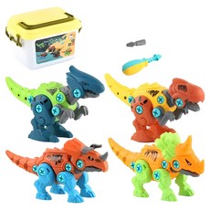 Esmin 恐龍製作玩具 組裝積木套組, 混合顏色(玩具), 隨機出貨(收納盒), 1套