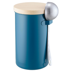 elfin 日本高桑金屬 咖啡保存罐 附挖勺, 藍色, 1套