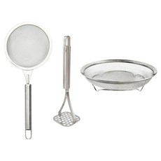 Kitchen Blooming 無研磨劑 304不鏽鋼嬰兒副食品烹飪工具組, 單一顏色, 1套, 濾網 + 大型壓泥器 + 蒸籠