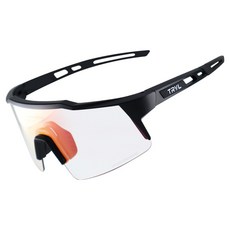TRVL 自行車變色HD鏡片鏡面高爾夫運動跑步護目鏡半框 TRVLE-01, H1 黑色(鏡框) + 紅色變色(鏡片), 1個