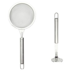 無研磨劑 304不鏽鋼 嬰兒副食品烹飪工具組, 單一顏色, 1套, 篩網 + 迷你壓泥器