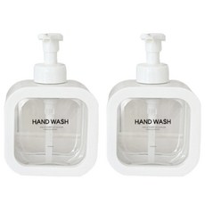 커버 핸드워시 사각 거품형 리필용기 500ml + 라벨 세트, 화이트(용기), 2세트