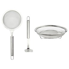 Kitchen Blooming 無研磨劑 304不鏽鋼嬰兒副食品烹飪工具組, 單一顏色, 1套, 濾網 + 迷你壓泥器 + 蒸籠