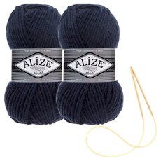 alize 슈퍼라나 뜨개실 100g 2p + 비니 뜨기 도안 + 대바늘 세트, 58, 1세트