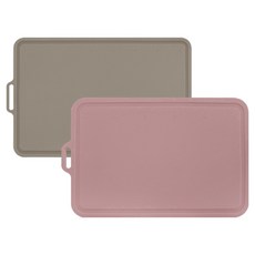 실리콘스토리 항균 실리콘 플래티넘 양면 도마 중형 2종 세트, 1세트, 그레이 + 핑크