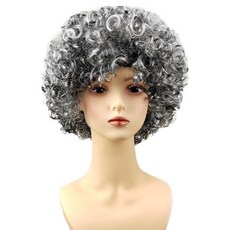 充滿笑容的奶奶捲髮假髮, 1個, 單一顏色