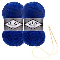alize 슈퍼라나 뜨개실 100g 2p + 비니 뜨기 도안 + 대바늘 세트, 141, 1세트