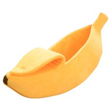 EZlife 香蕉船保暖寵物睡窩 約5kg內寵物適用, 黃色, 1個