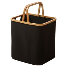 Mabso Shop 大容量可折疊防水布料手提收納籃 BRP2159, 黑色, 1個