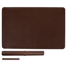 캠프빌리지 캠핑 테이블 보호 가죽 매트 + 고정 스트랩 세트, 브라운