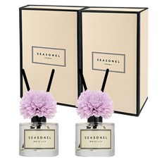 시즈넬 차량용 플라워 디퓨저 50ml 세트 라벤더색 메리골드꽃, 2세트, 화이트릴리