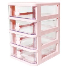 寢室安居 小兔抽屜收納盒, 粉色, 4層