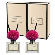 시즈넬 차량용 플라워 디퓨저 50ml 세트 퍼플색 메리골드꽃, 2세트, 자스민민트