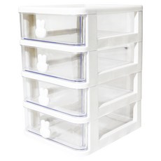 寢室安居 小兔抽屜收納盒, 白色, 4層
