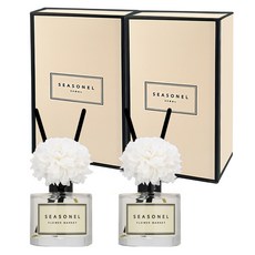시즈넬 차량용 플라워 디퓨저 50ml 세트 화이트색 메리골드꽃, 2세트, 플라워마켓