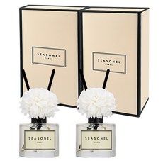 시즈넬 차량용 플라워 디퓨저 50ml 세트 화이트색 메리골드꽃, 2세트, 오아시스