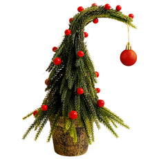 CW可營生活選物 童話聖誕垂頭小樹桌上型擺飾, 綠色, 1個