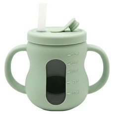 MomnLittle 嬰兒花生矽膠3合1吸管杯, 開心果綠, 1個, 150ml