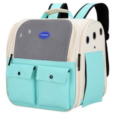 POGGU 貓包雙肩太空包/外出便攜貓背包/透氣寵物包 3面通風, 綠色, 1個