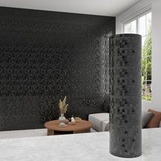 은희마법 럭셔리 인테리어 셀프 자체접착 메탈릭 벽지, 블랙 모자이크