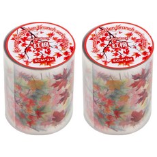 레트로스토리 빈티지 다꾸 플라워 투명 마스킹 테이프 5cm x 2m, 단풍잎, 2개