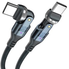 Unleasy Type-C轉Type-C 540度旋轉 240W 超高速充電線, 1個, 黑色, 1m