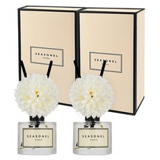 시즈넬 차량용 플라워 디퓨저 50ml + 니들맘꽃 아이보리색 선물 세트, 오아시스, 2세트