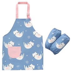 TODAY LIVING 兒童防水美術罩衫 + 袖套 兩側穿戴套組 CD_OAT_AL0, 1套, 貓咪