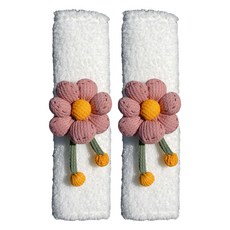 소담몰 귀여운 안전벨트커버 25 x 7.5 cm, 니트 플라워 핑크, 2개