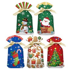 아이엔피 크리스마스 리본 구디백 5종 x 10p 세트 해피X MAS 소 12 x 17 cm, 1세트