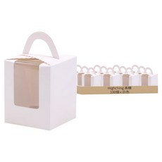 Highching 高精 開窗蛋糕盒 單格, 白色, 100個