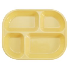 餐盤達人 牛奶玻璃4格餐盤, 檸檬黃, 1個
