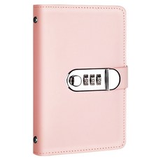 KHOOMIE 現金儲蓄活頁本 鎖定密碼日記本 5W0858, 粉紅色, 1個