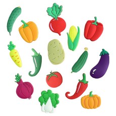 The Flow Commerce Homeflow 軟綿綿蔬菜朋友們 PVC 冰箱磁鐵 15入, 混合顏色