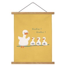 더플로우커머스 북유럽 코지 캔버스 프레임 벽걸이 포스터 덕패밀리 옐로우, 우드