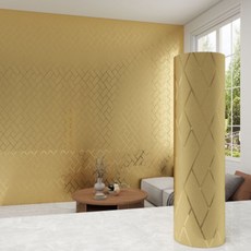 은희마법 럭셔리 인테리어 셀프 자체접착 메탈릭 벽지, 샴페인 골드 그리드