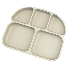 Hongsmama 嬰幼兒矽膠Panee吸附式5格副食品餐盤, 單品, 1個, 綠米色