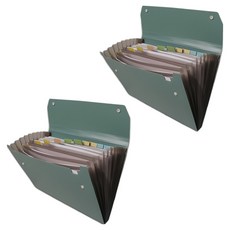 KHOKURI A4文件盒 風琴夾 5W0838, 綠色, 2個